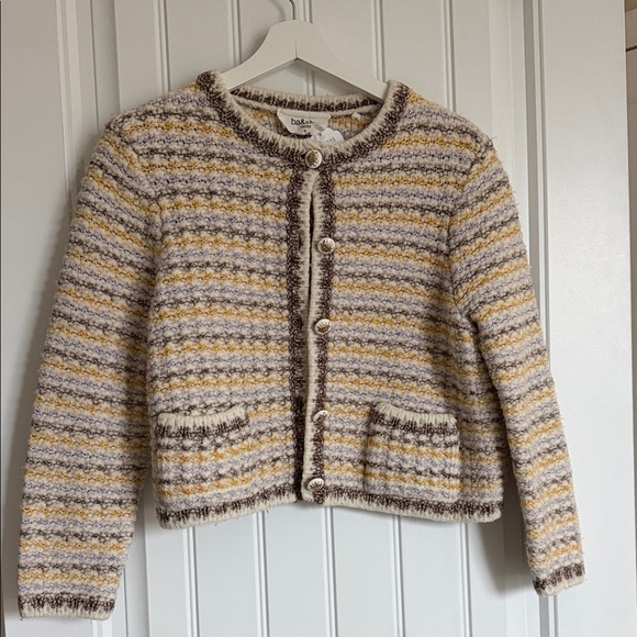Ba&sh Women's Textured Cardigan - Cream Brown and Yellow